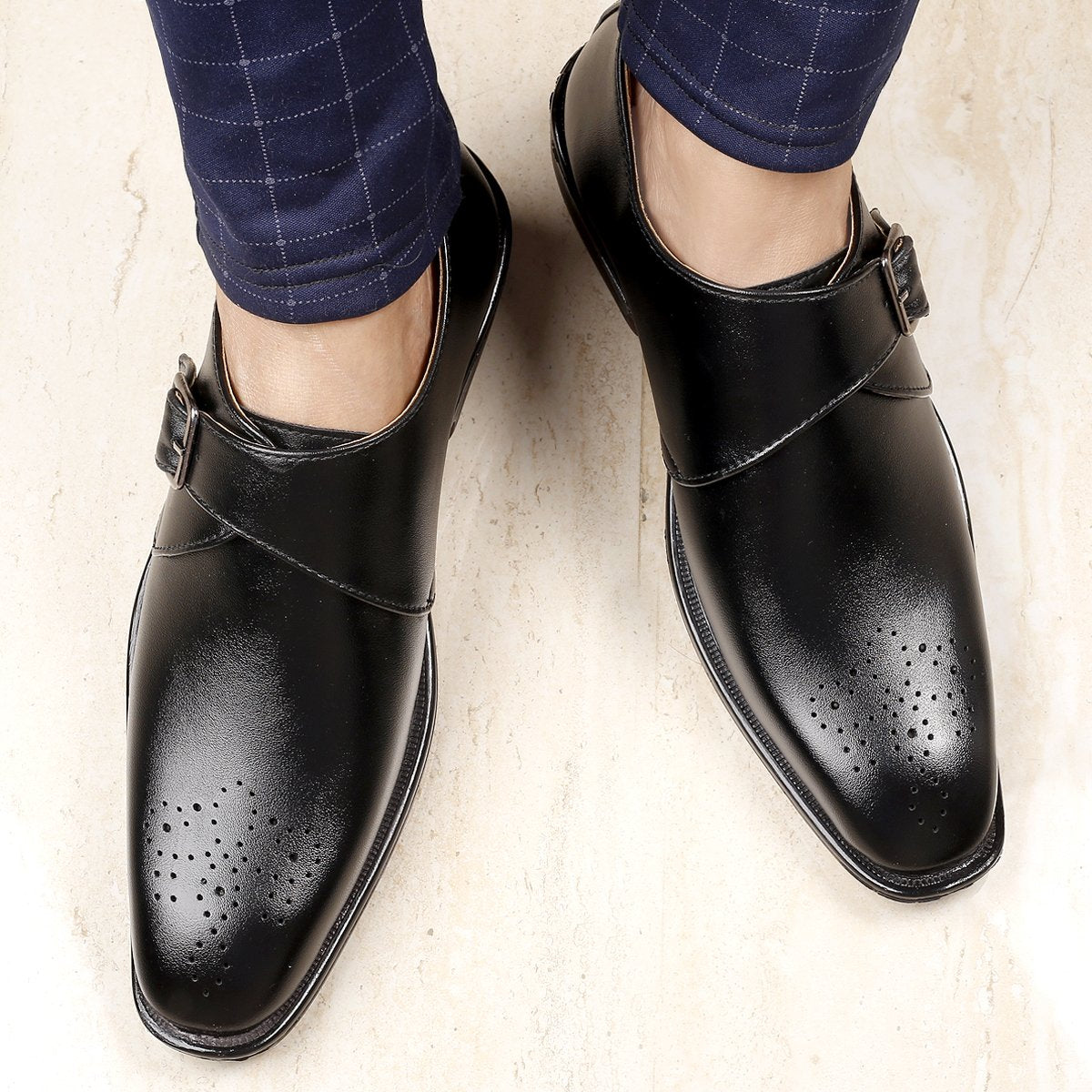 Bxxy's Height Increasing Elevator Formal Monk Slip-ons Shoes for Men