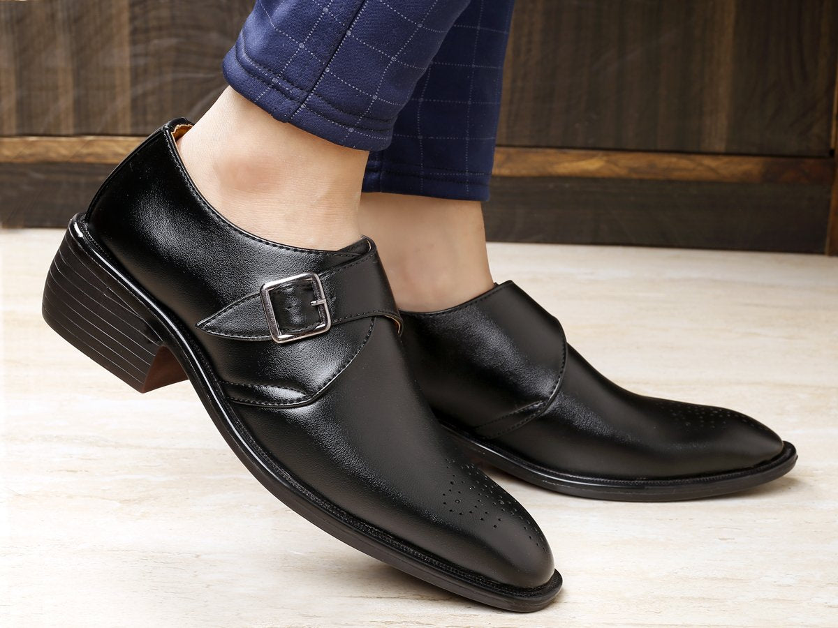 Bxxy's Height Increasing Elevator Formal Monk Slip-ons Shoes for Men