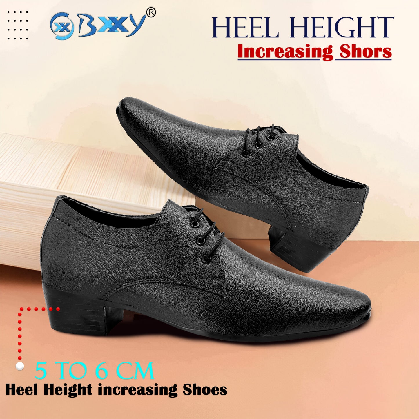 Men's Office Wear Height Increasing Derby Formal Shoes