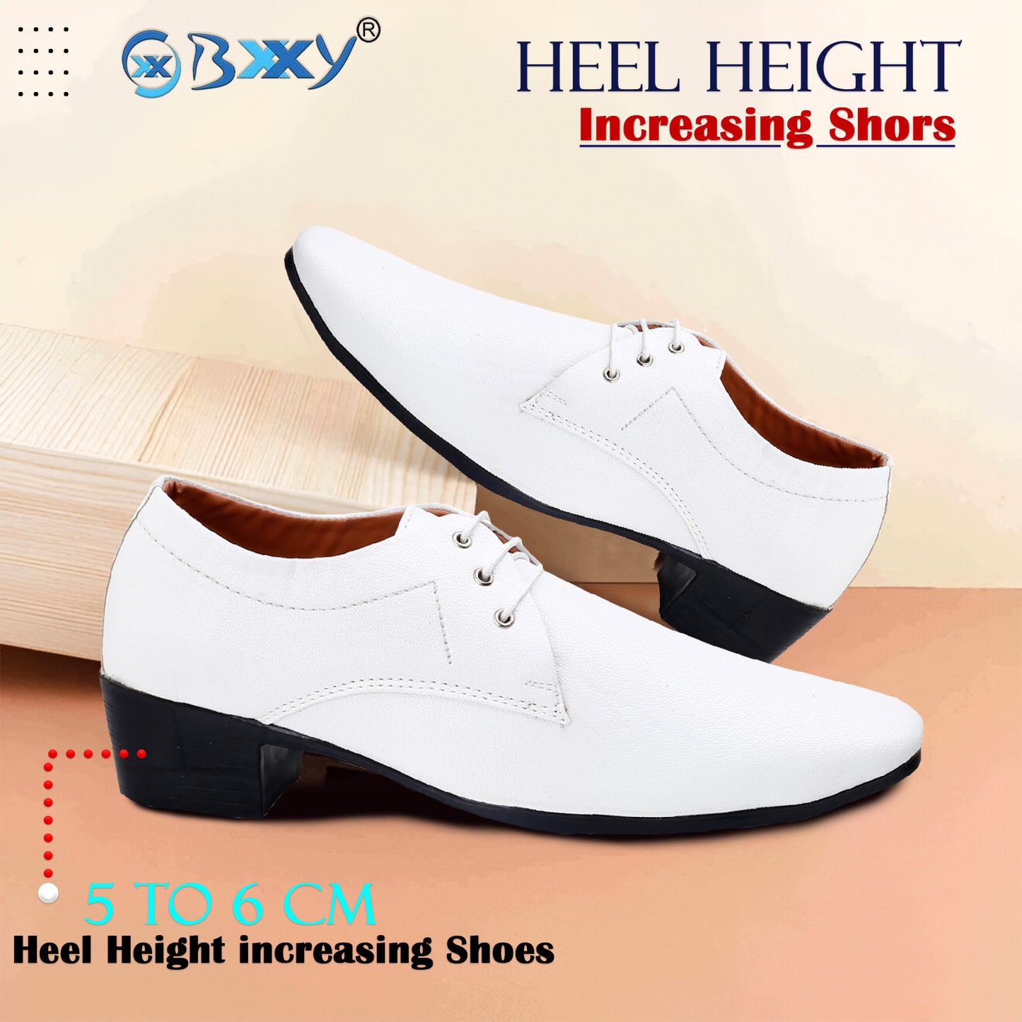 Men's Office Wear Height Increasing Derby Formal Shoes