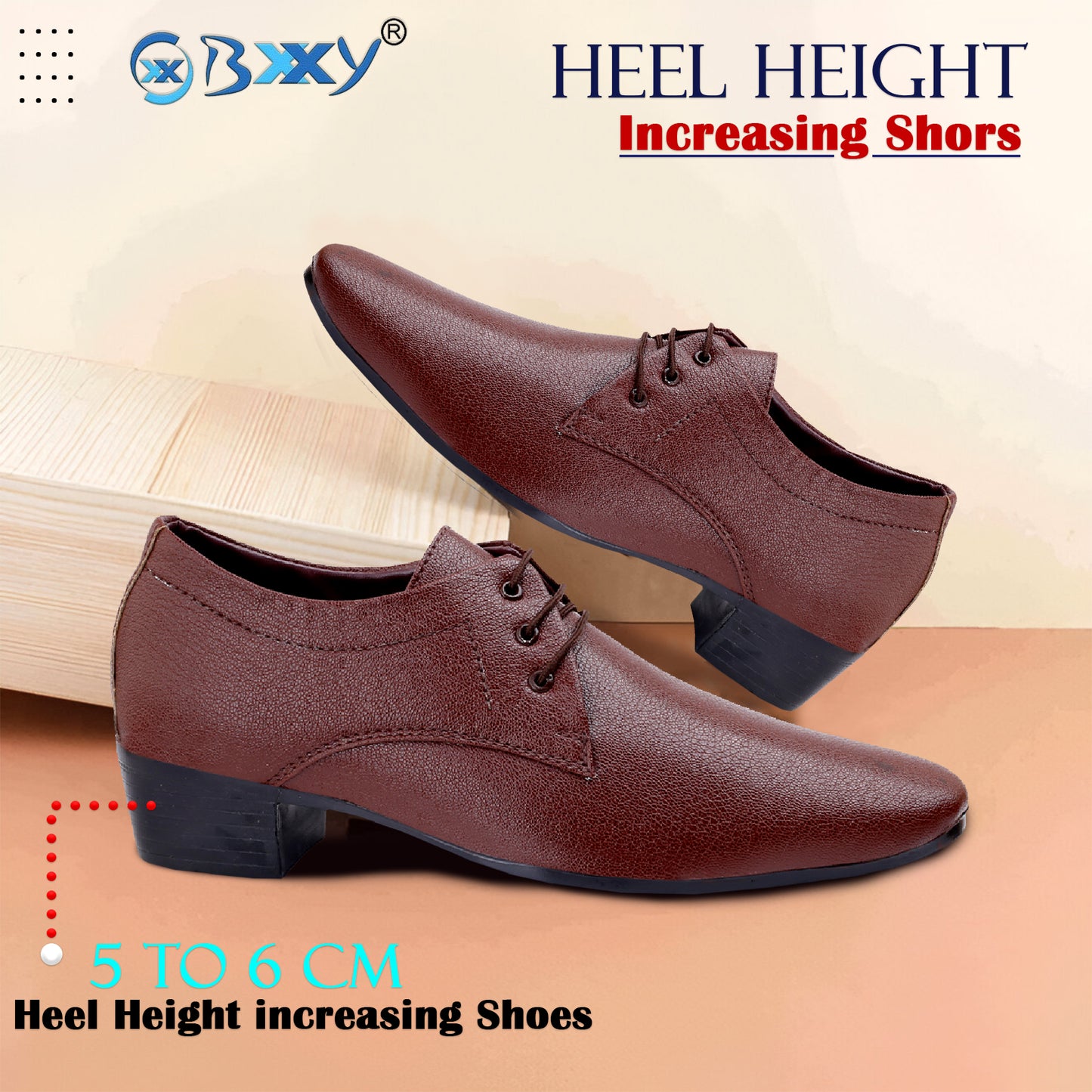 Men's Office Wear Height Increasing Derby Formal Shoes