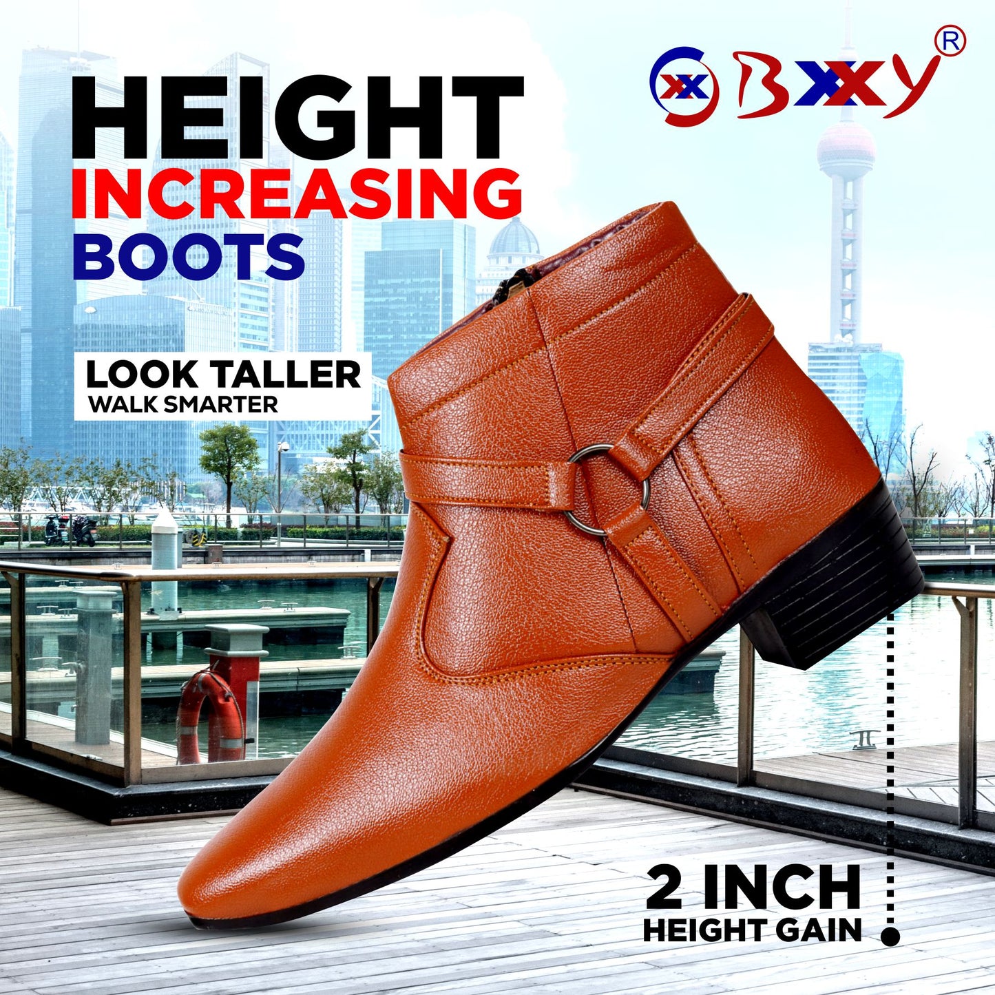 BXXY Formal Zipper and Buckle Boots for Men