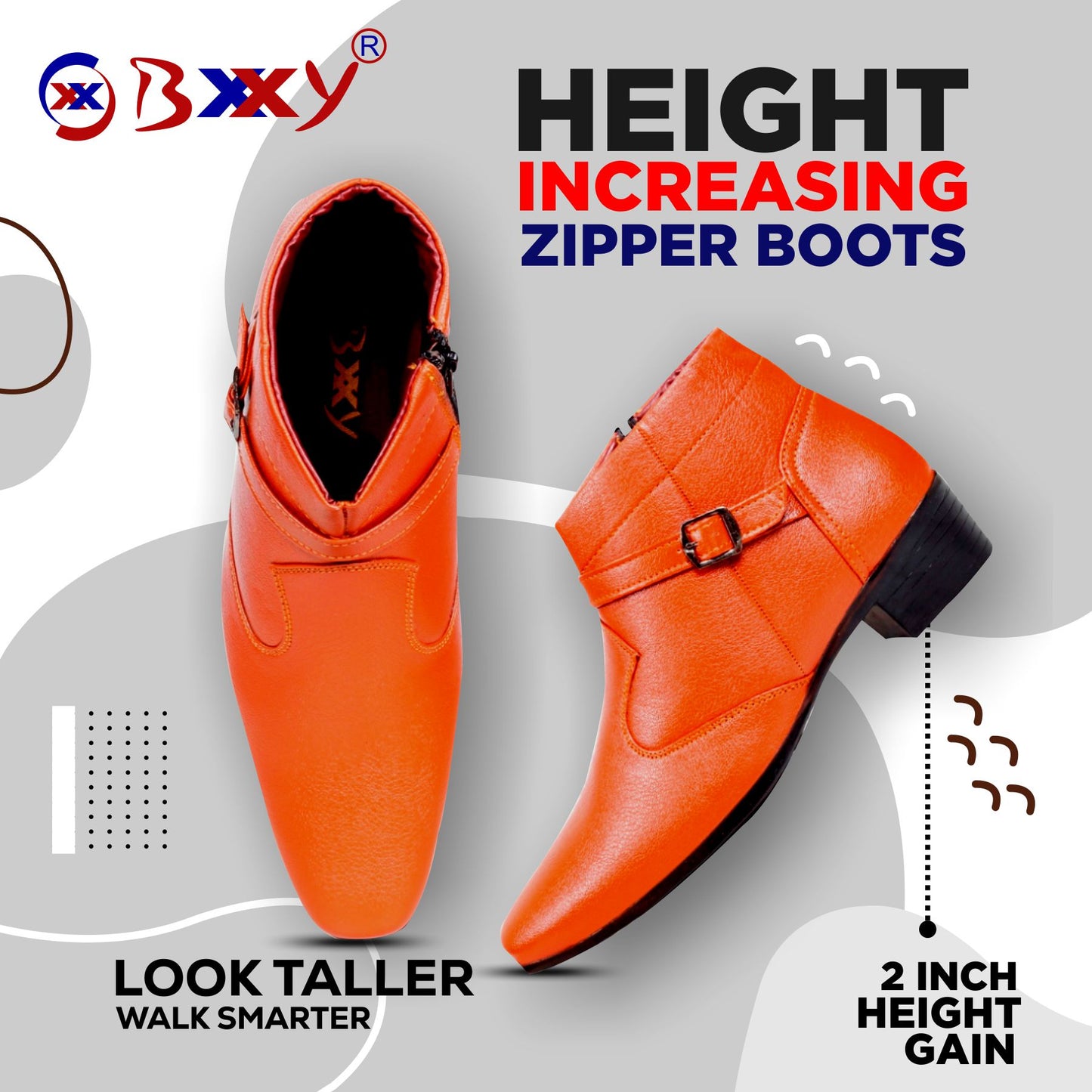 BXXY Height Increasing Ankle Zipper Boots For Men