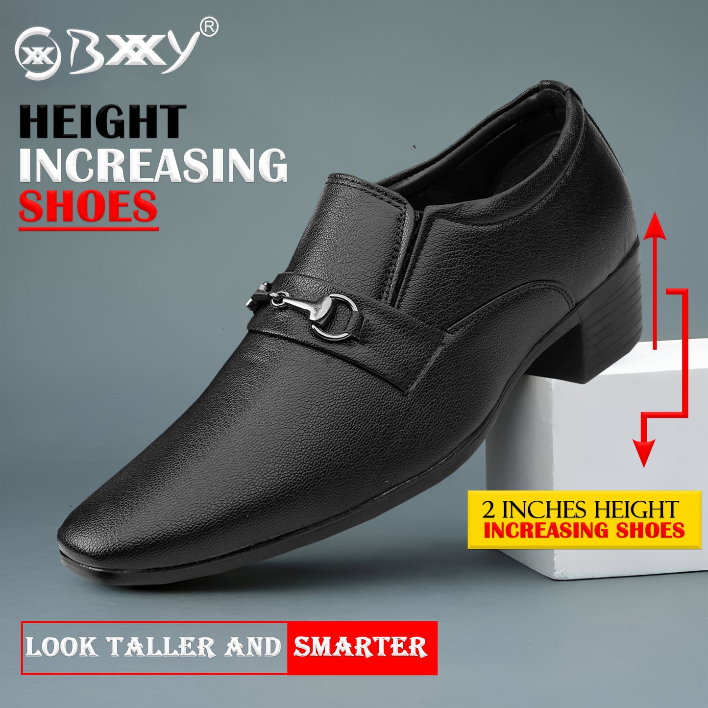 BXXY Men's Formal Height Increasing Slip-On Buckle Shoes