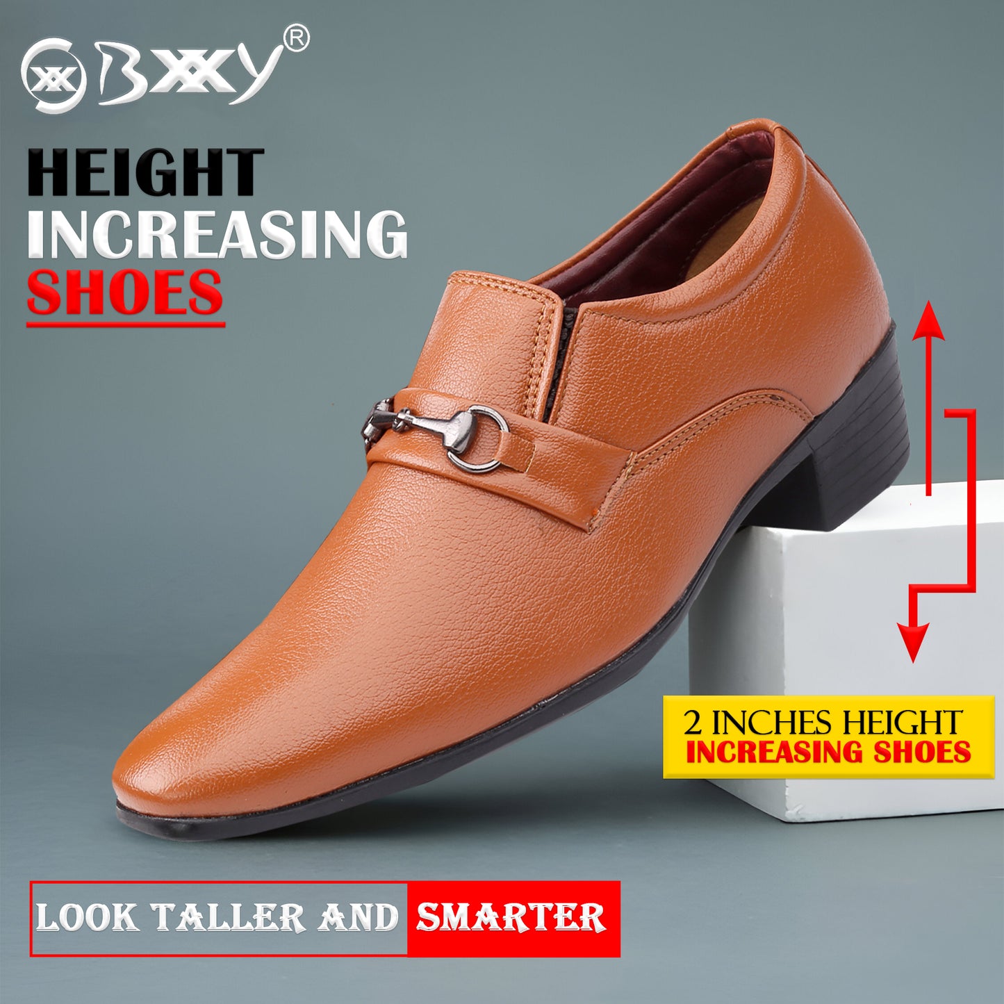 BXXY Men's Formal Height Increasing Slip-On Buckle Shoes