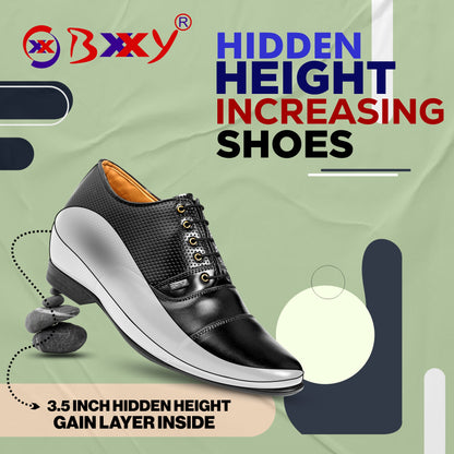 BXXY Men's 9 cm (3.5 Inch) Hidden Height Increasing Casual Oxford Lace-Up Shoes