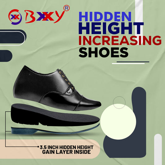 BXXY Men's 9 cm (3.5 Inch) Hidden Height Increasing Casual Oxford Lace-Up Shoes