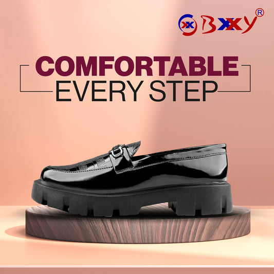 Bxxy's Premium Patent Vegan Buckle Slip-ons for Men