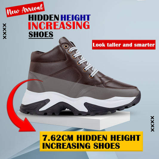 Men's 3 Inch Hidden Height Increasing Stylish Lace-up Boots