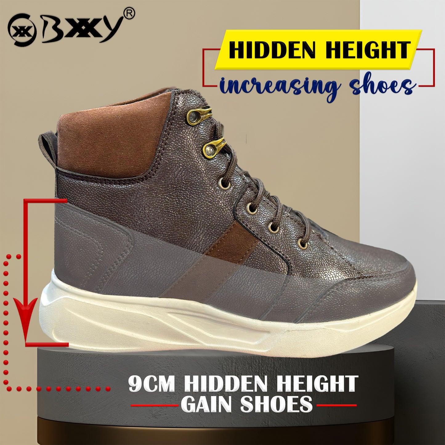 Men's 3.5 Inches / 9 cm Hidden Height Increasing Elevator Boots for Men