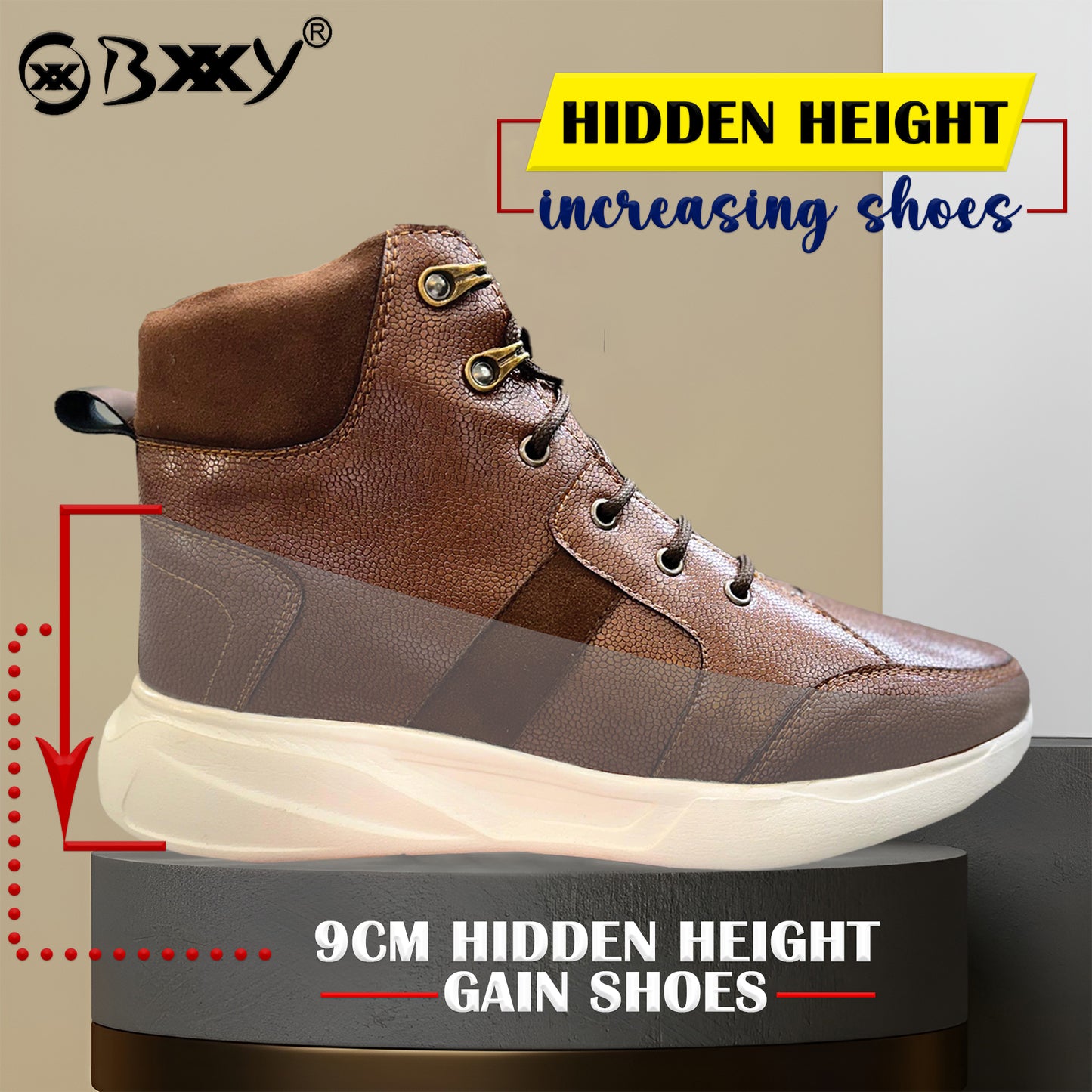 Men's 3.5 Inches / 9 cm Hidden Height Increasing Elevator Boots for Men