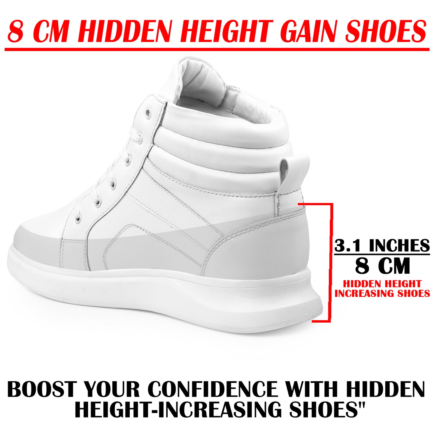 Men's 3.1 Inches (8CM) Hidden Height Increasing Boots