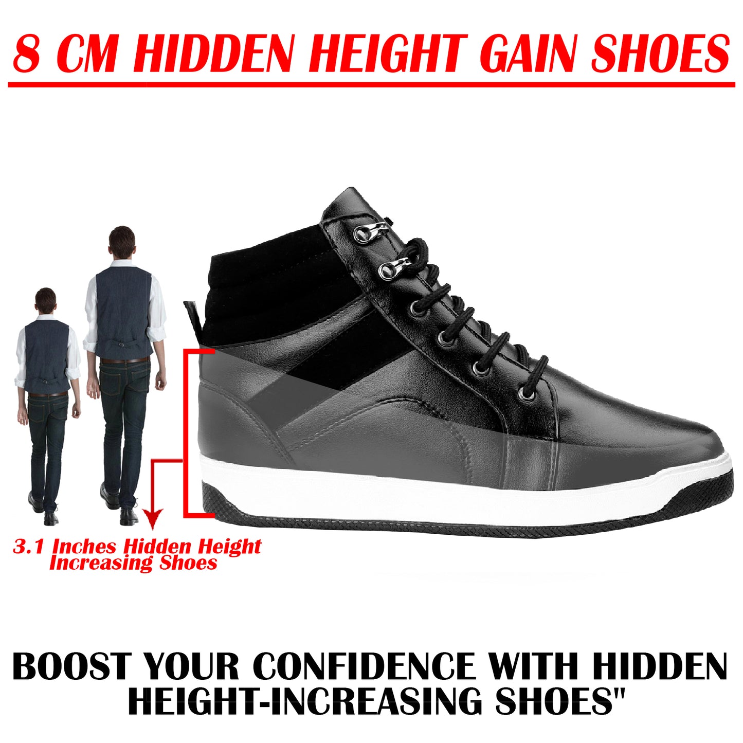 Men's 3.1 Inches (8CM) Hidden Height Increasing Boots