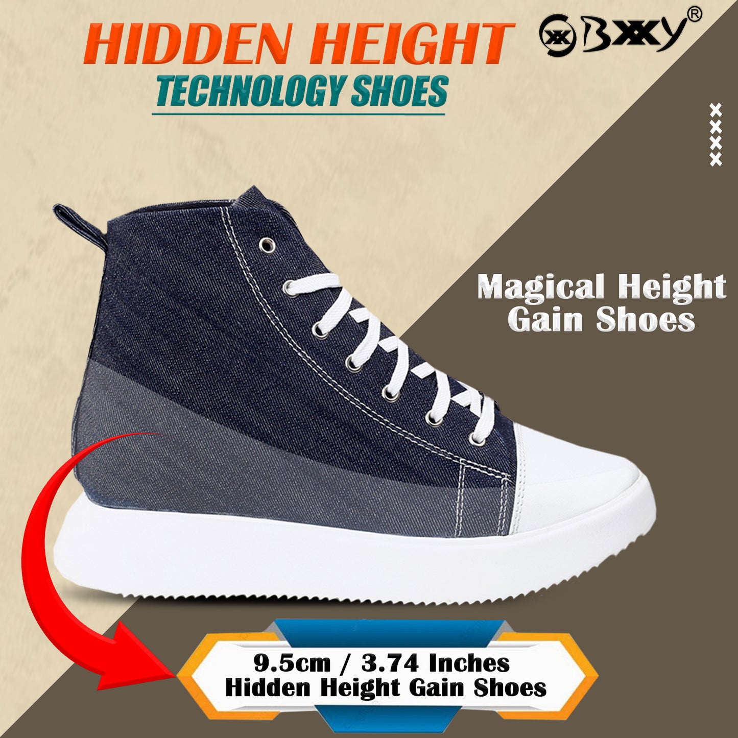 Men's 3.74 (9.5CM) Inches Hidden Height Increasing Shoes