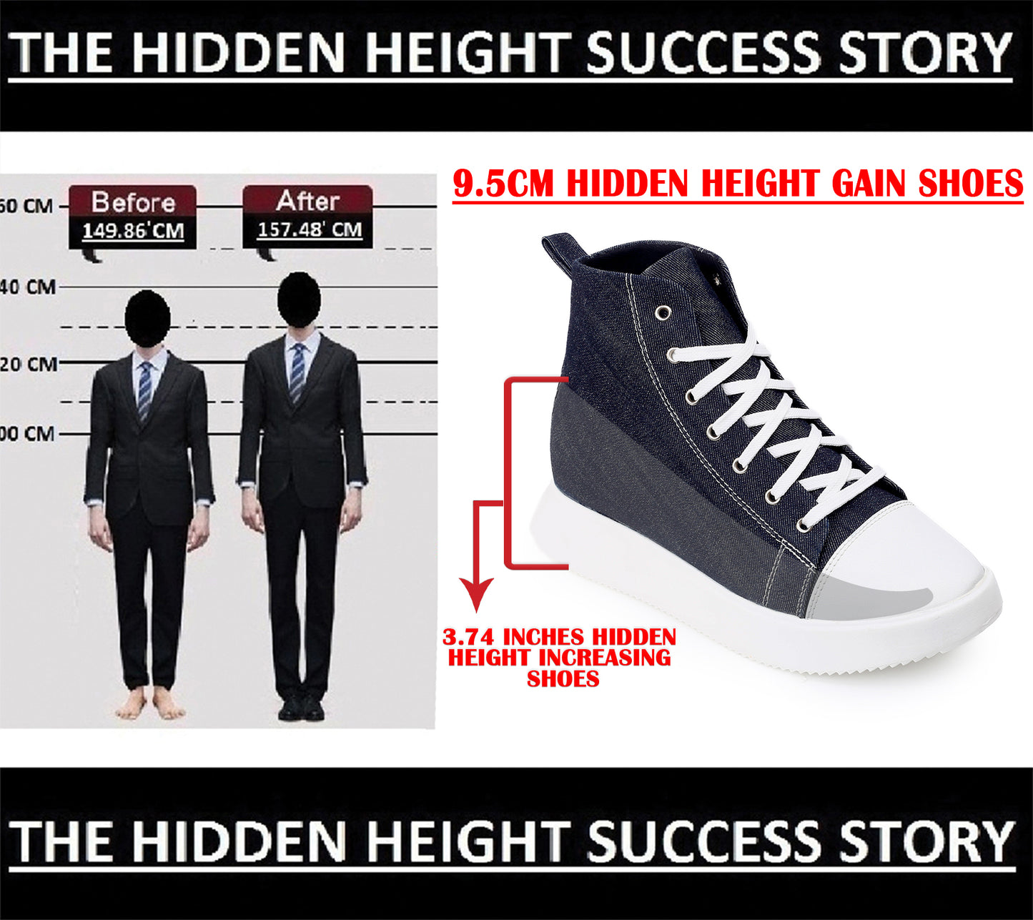 Men's 3.74 (9.5CM) Inches Hidden Height Increasing Shoes