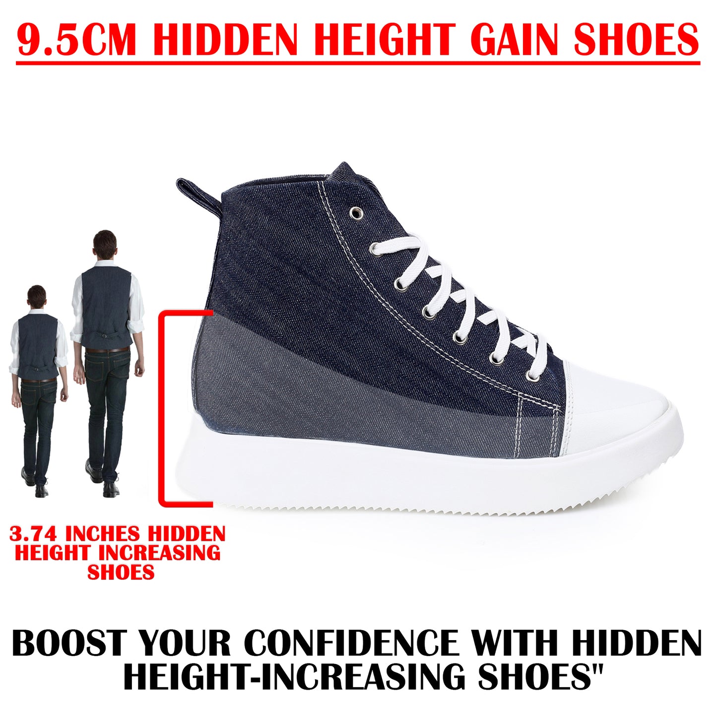 Men's 3.74 (9.5CM) Inches Hidden Height Increasing Shoes