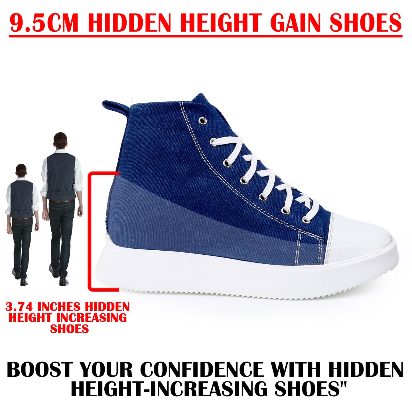 Men's 3.74 (9.5CM) Inches Hidden Height Increasing Shoes