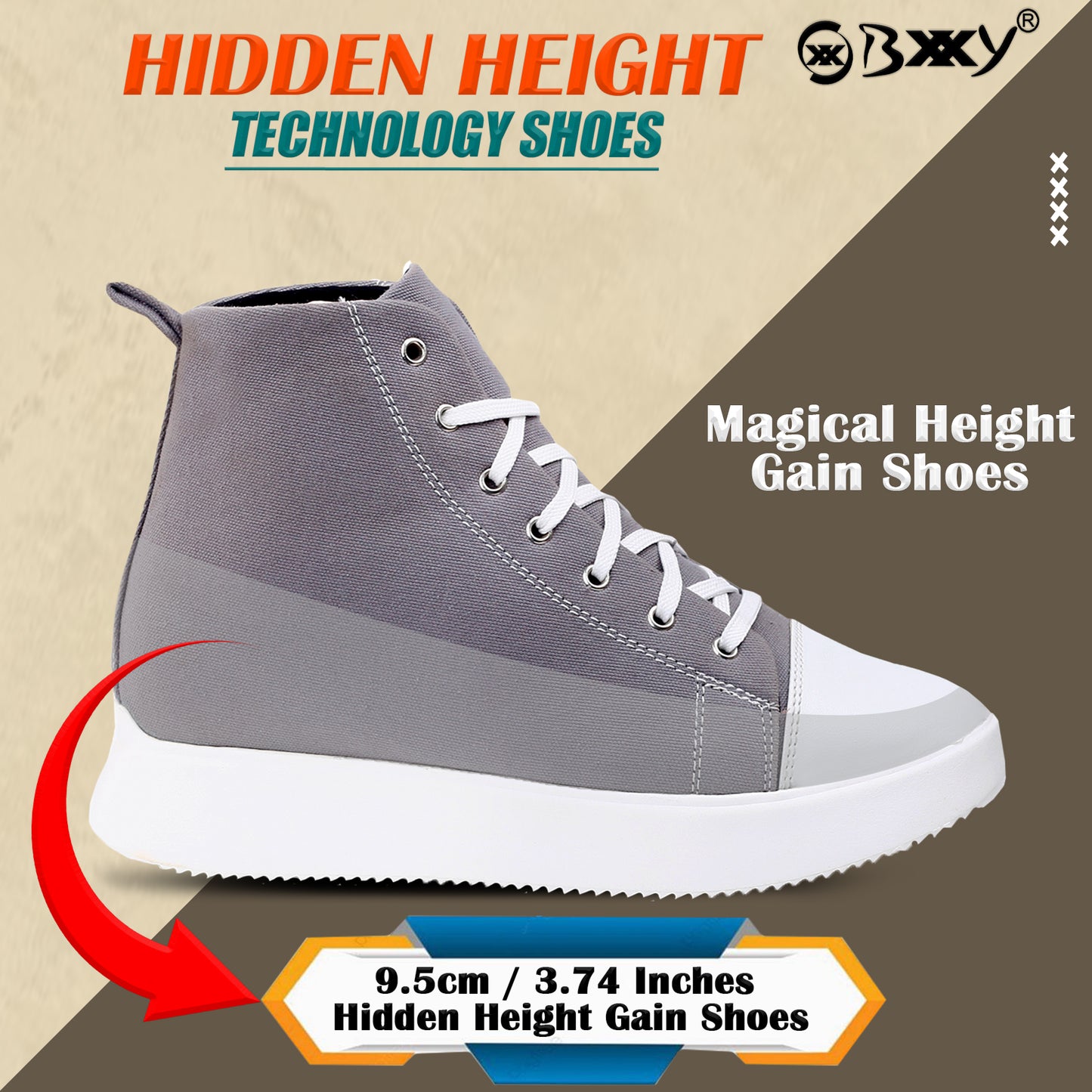 Men's 3.74 (9.5CM) Inches Hidden Height Increasing Shoes