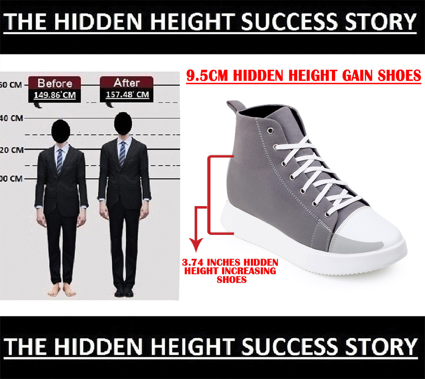 Men's 3.74 (9.5CM) Inches Hidden Height Increasing Shoes