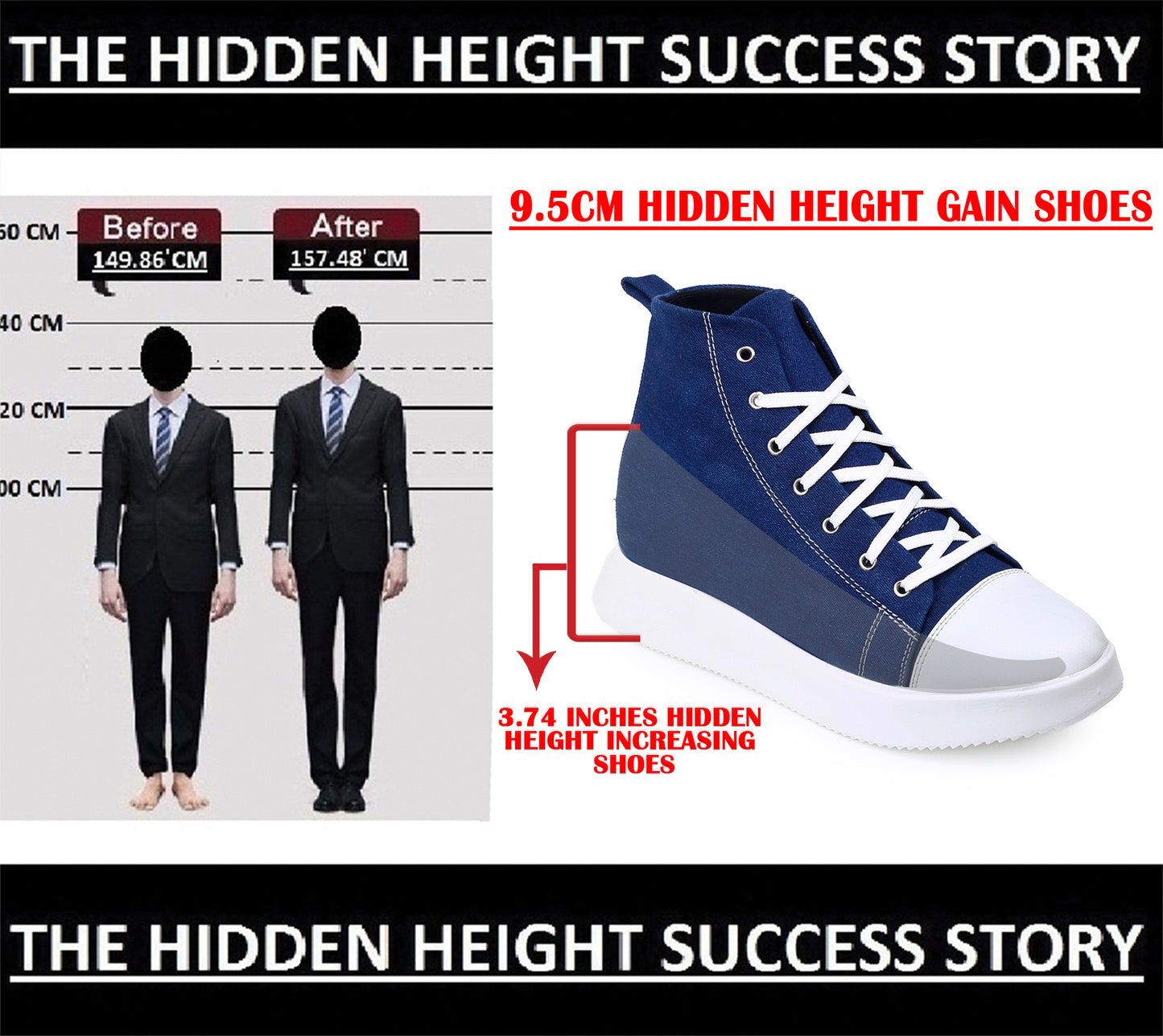 Men's 3.74 (9.5CM) Inches Hidden Height Increasing Shoes