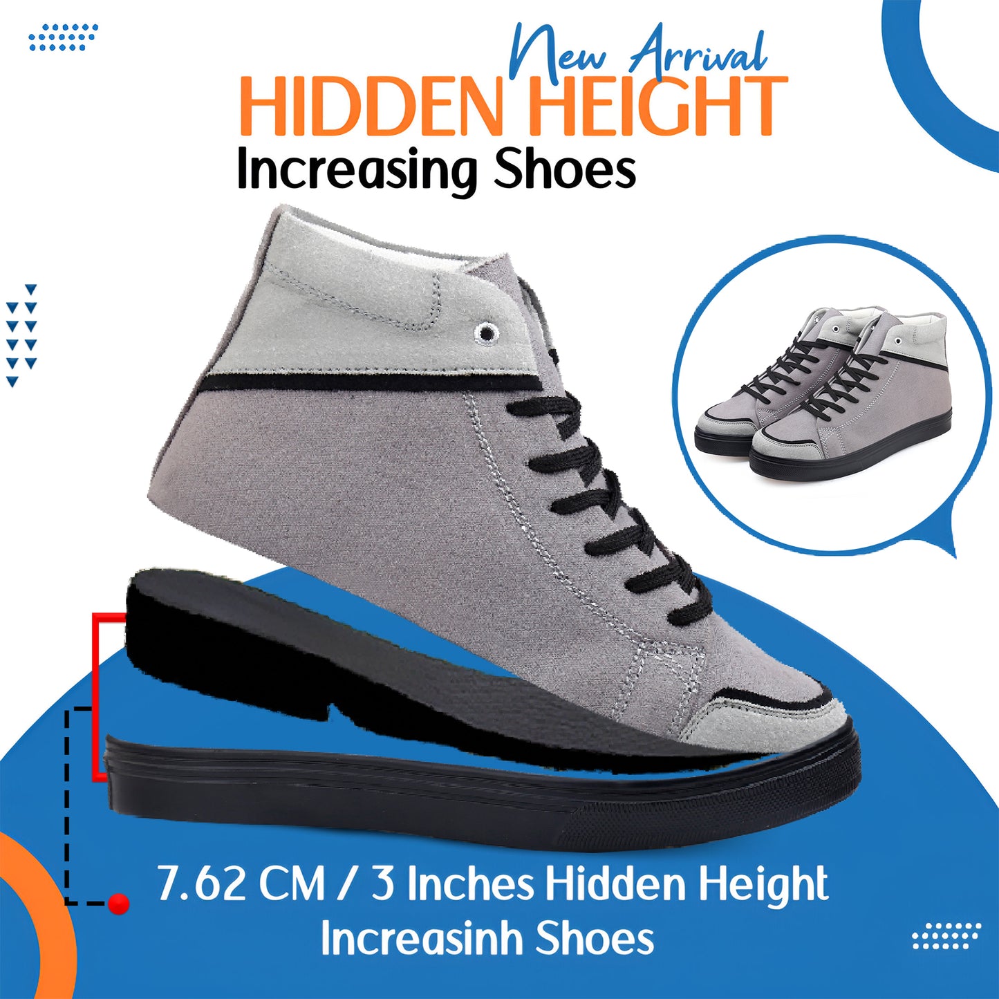 3 Inch Hidden Height Elevator Shoes For Men