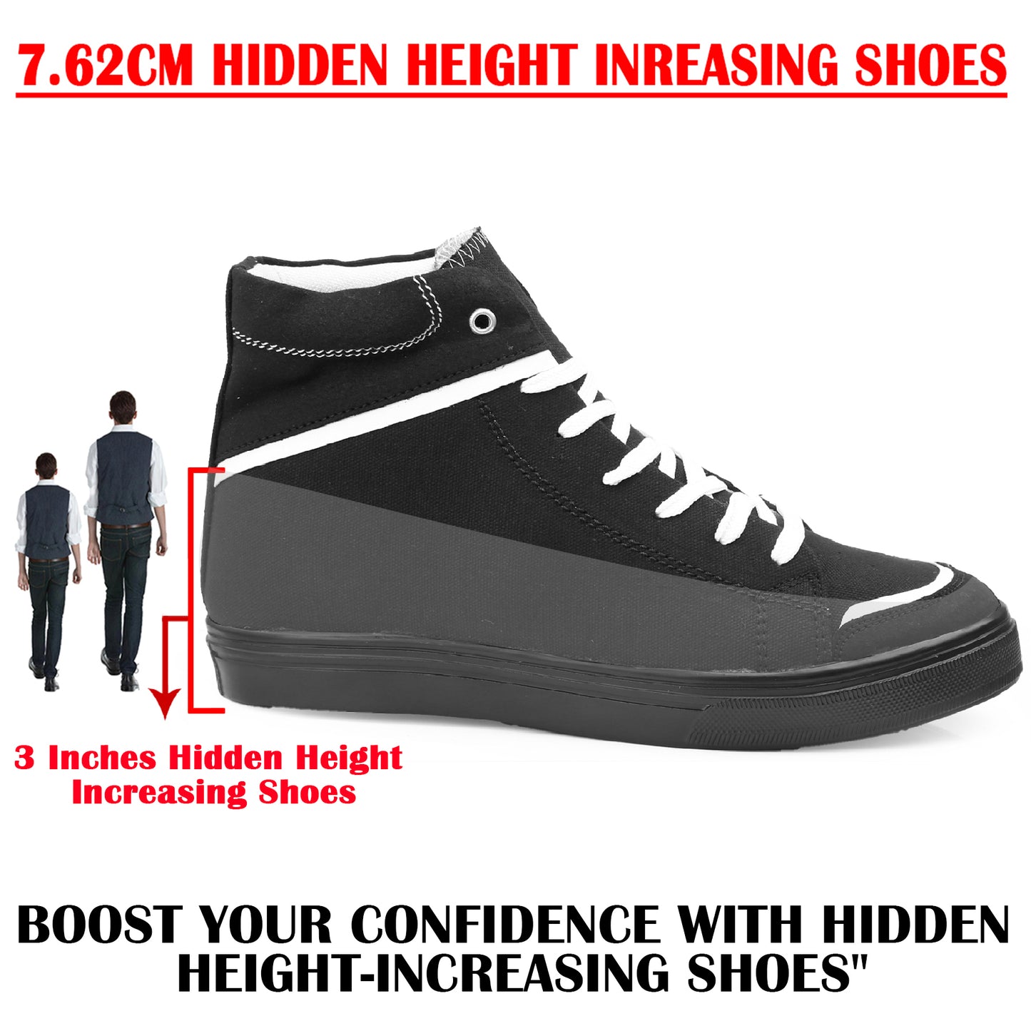 3 Inch Hidden Height Elevator Shoes For Men