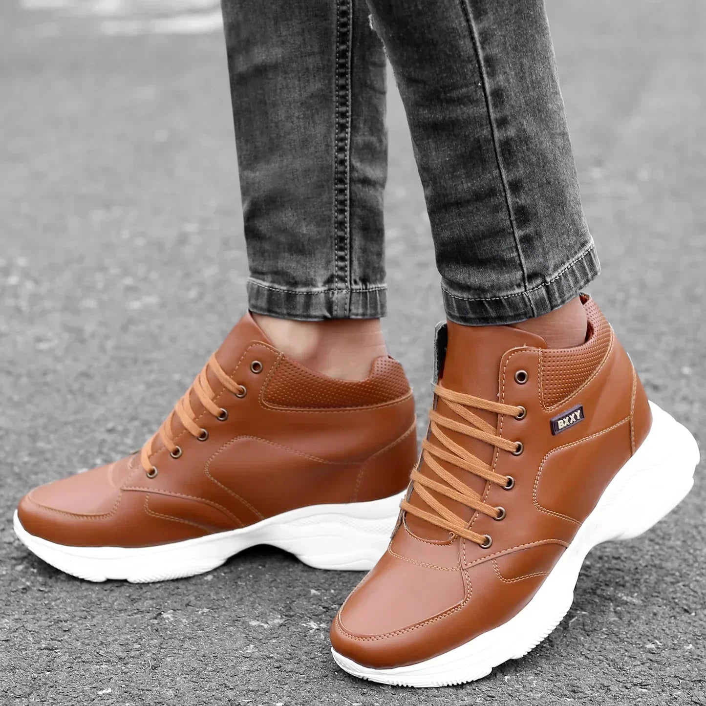 Bxxy's 3 Inch Hidden Height Increasing Casual Lace-up Boots for Men