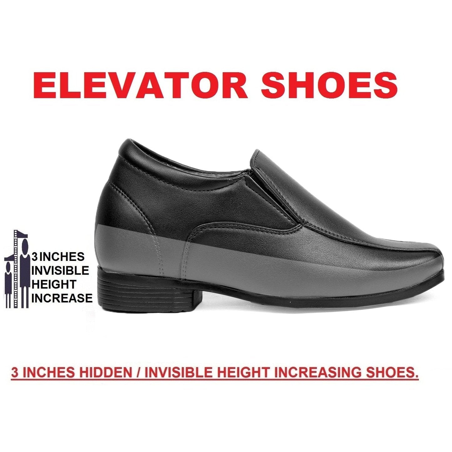 Bxxy's 3 Inch Hidden Height Increasing Elevator Slip-ons Faux Leather Formal Shoes