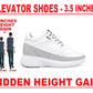 Men's 3.5 Inch Hidden Height Increasing Faux Leather Material Casual Sneaker Lace up Shoes