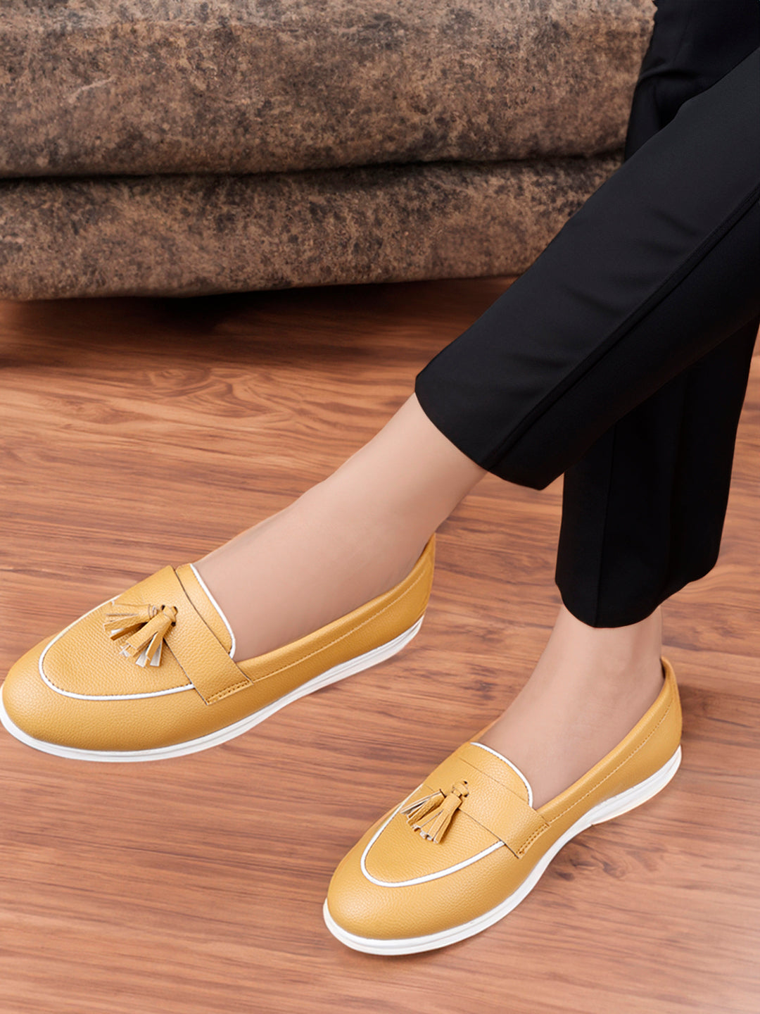 Bxxy's Textured Tassel Loafers for Women