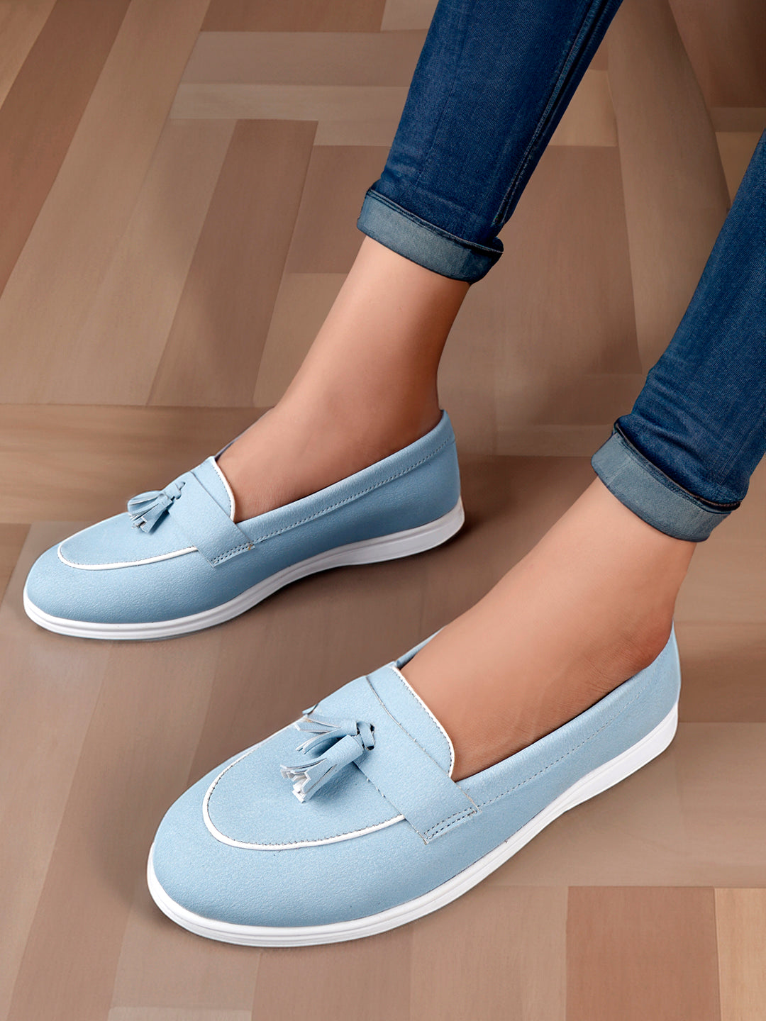 Bxxy's Textured Tassel Loafers for Women