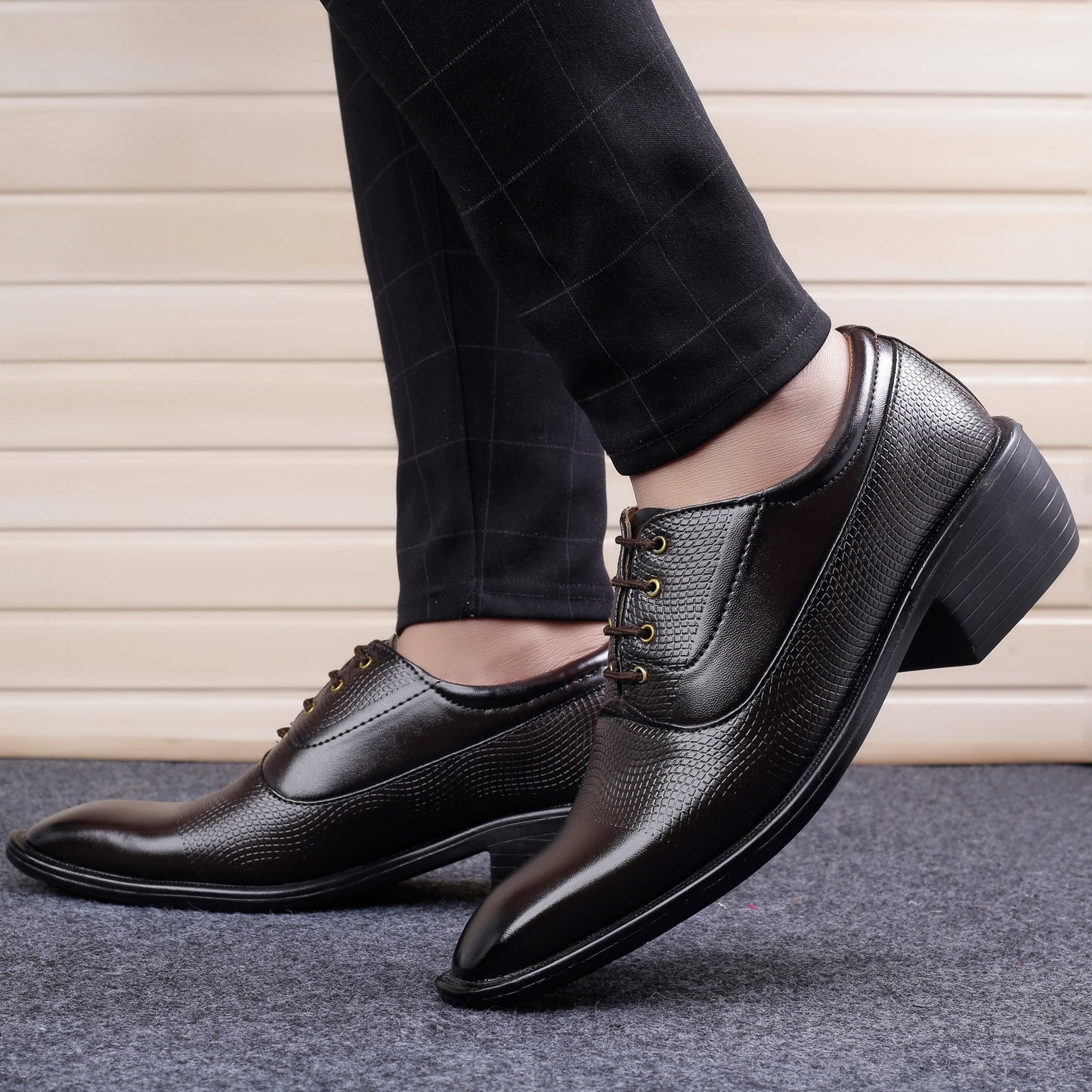 Bxxy's Faux Leather Party Wear Lace-up Shoes for Men