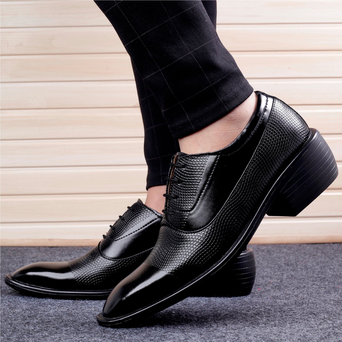 Bxxy's Faux Leather Party Wear Lace-up Shoes for Men