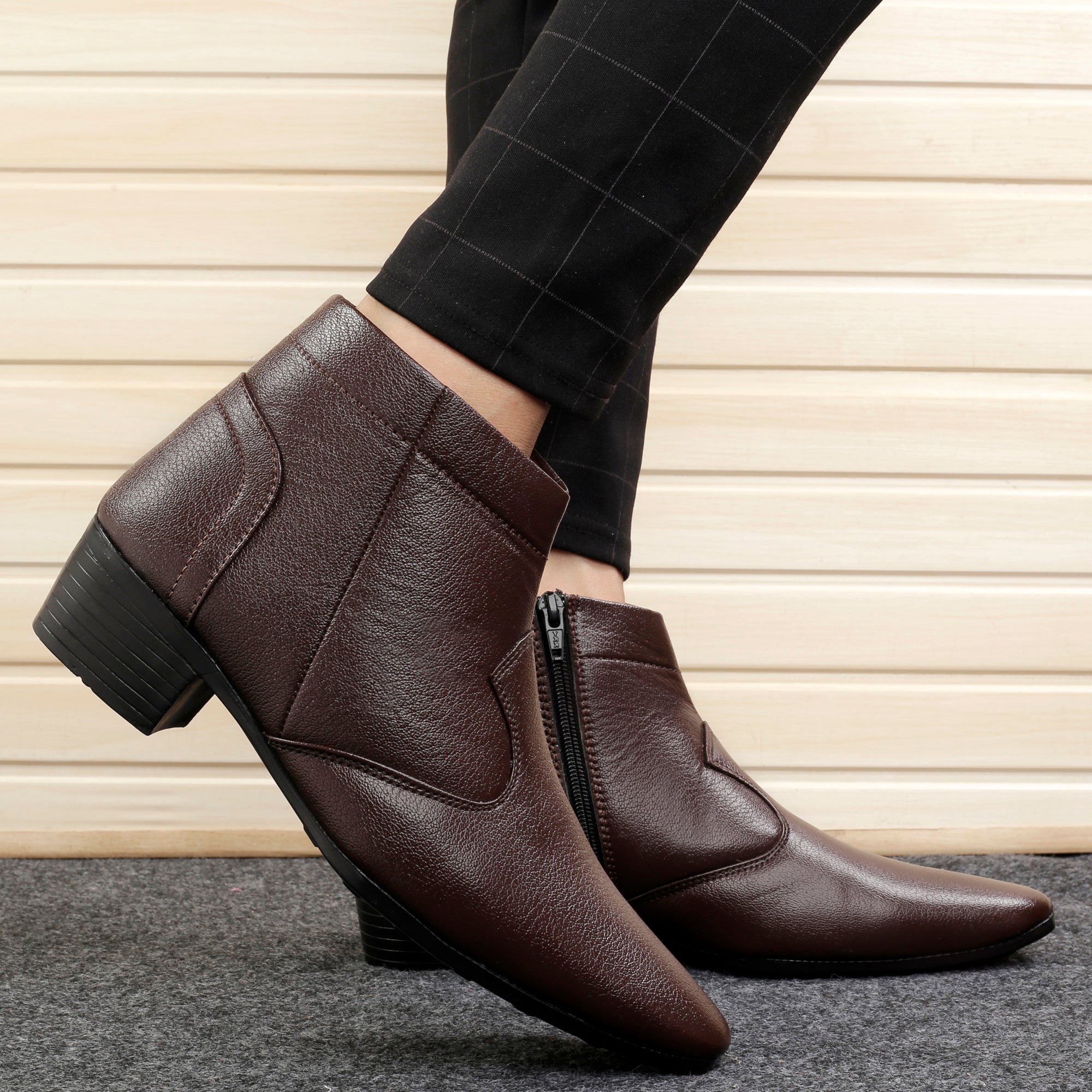 Men s Height Increasing Faux Leather Formal Boots