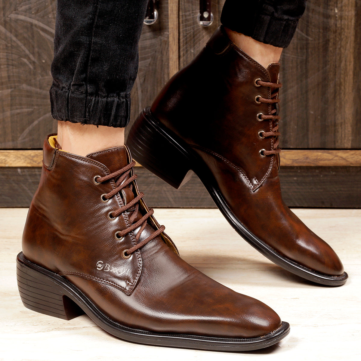 Men's Elevator Office Wear Derby Ankle Boots