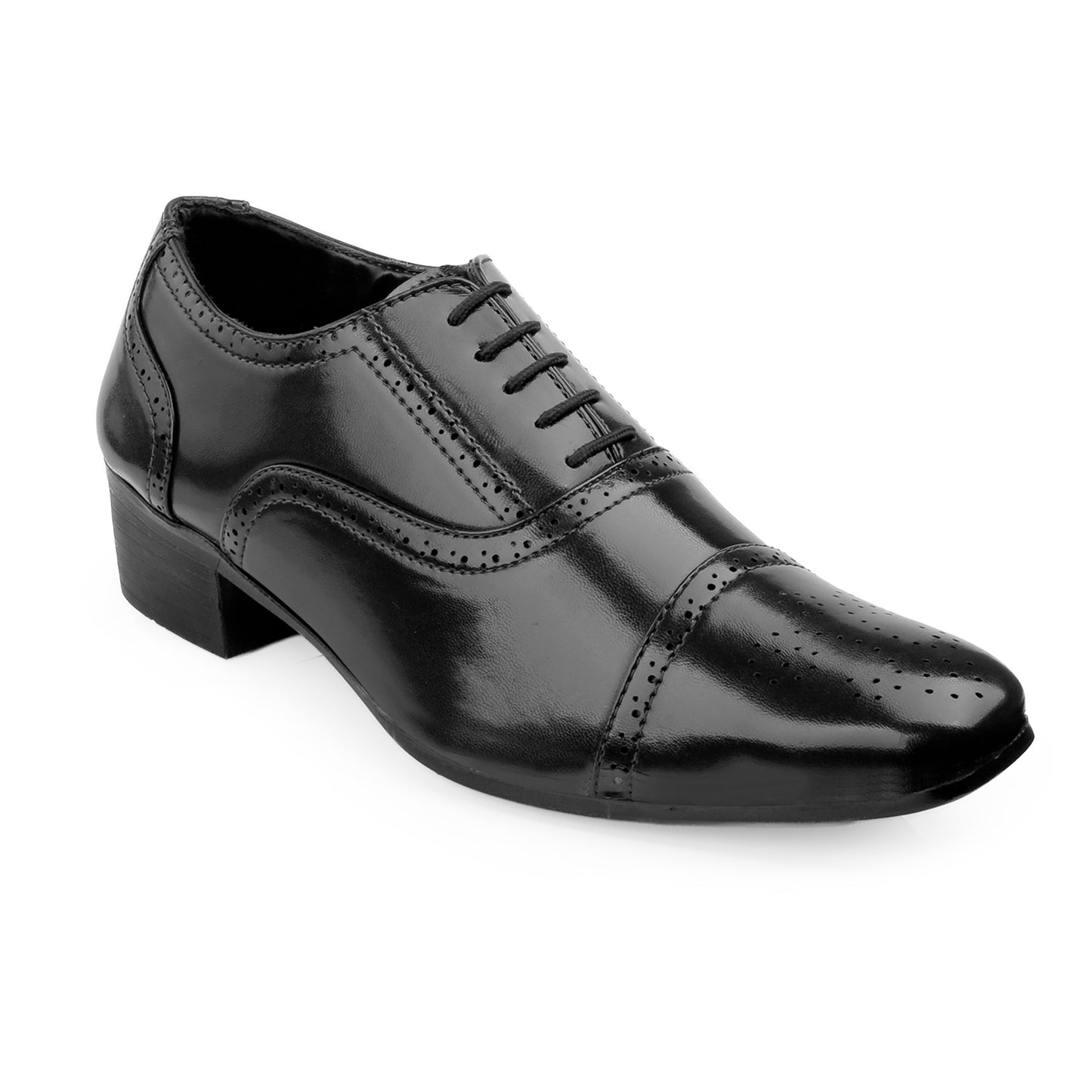 Men's Height Increasing Faux Leather Oxford Semi Brogue Formal Lace-Up Shoes