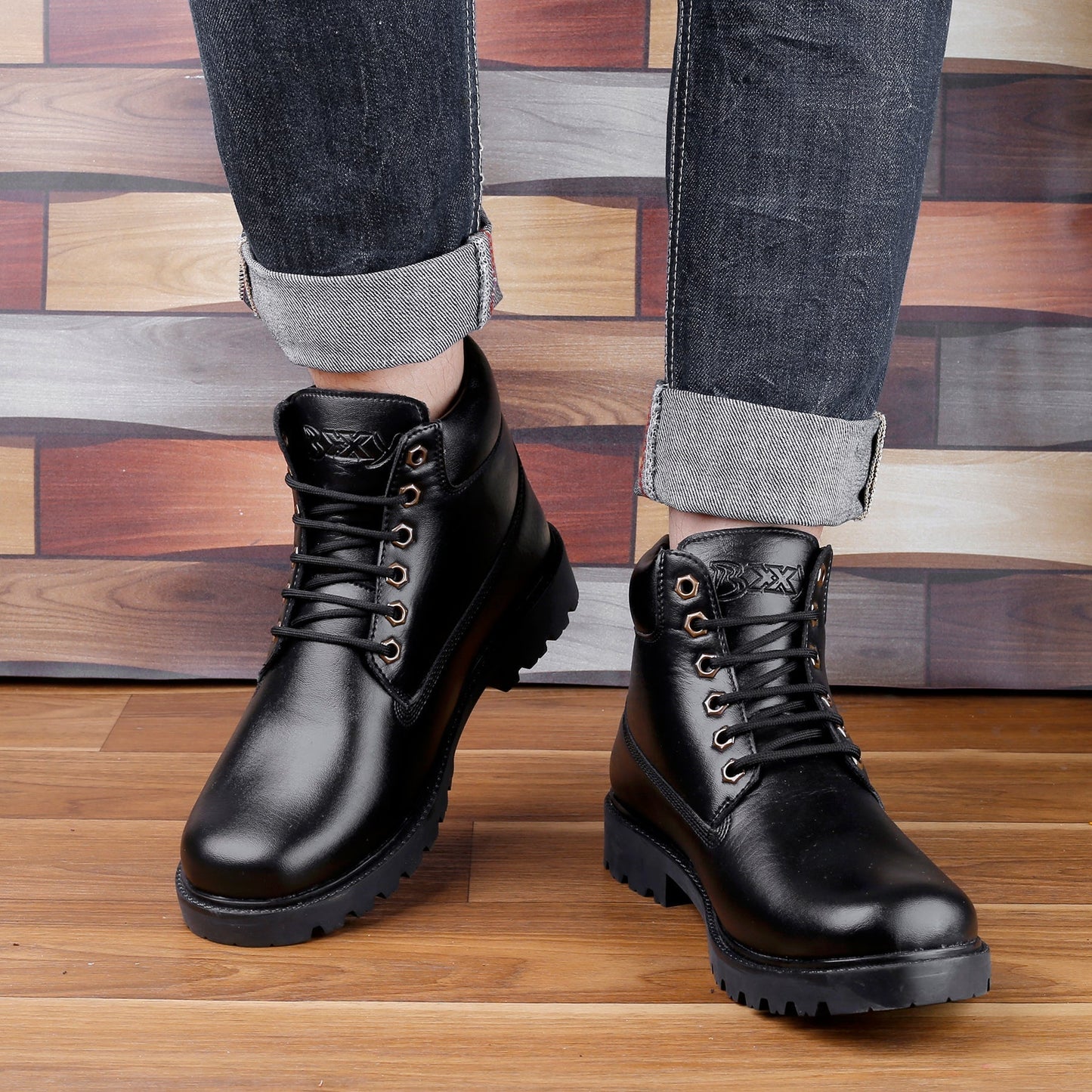 Bxxy's Faux Leather Lace-up Boots for Men