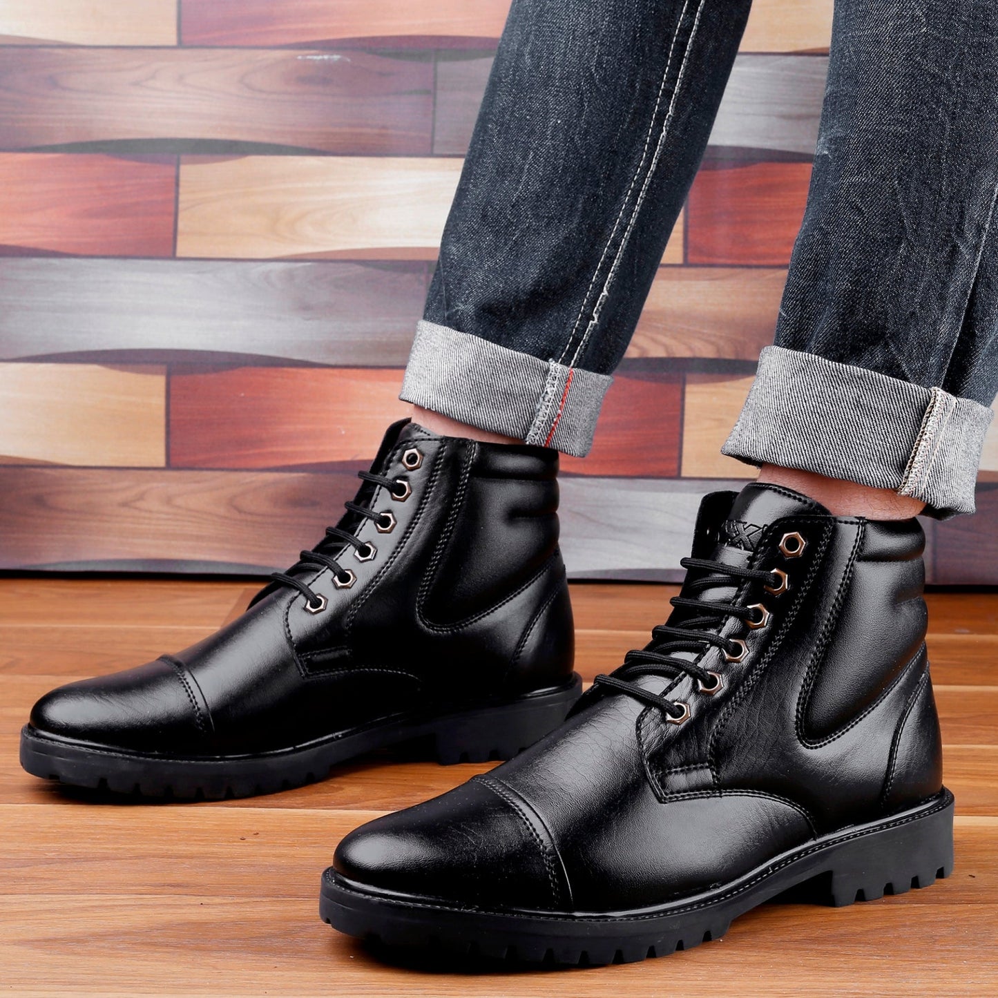 Bxxy's Faux Leather Lace-up Boots for Men