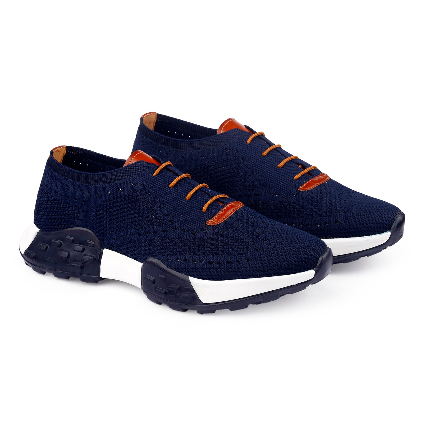 Men's Knitted Breathable Upper Casual Brogue Lace-Up Shoes