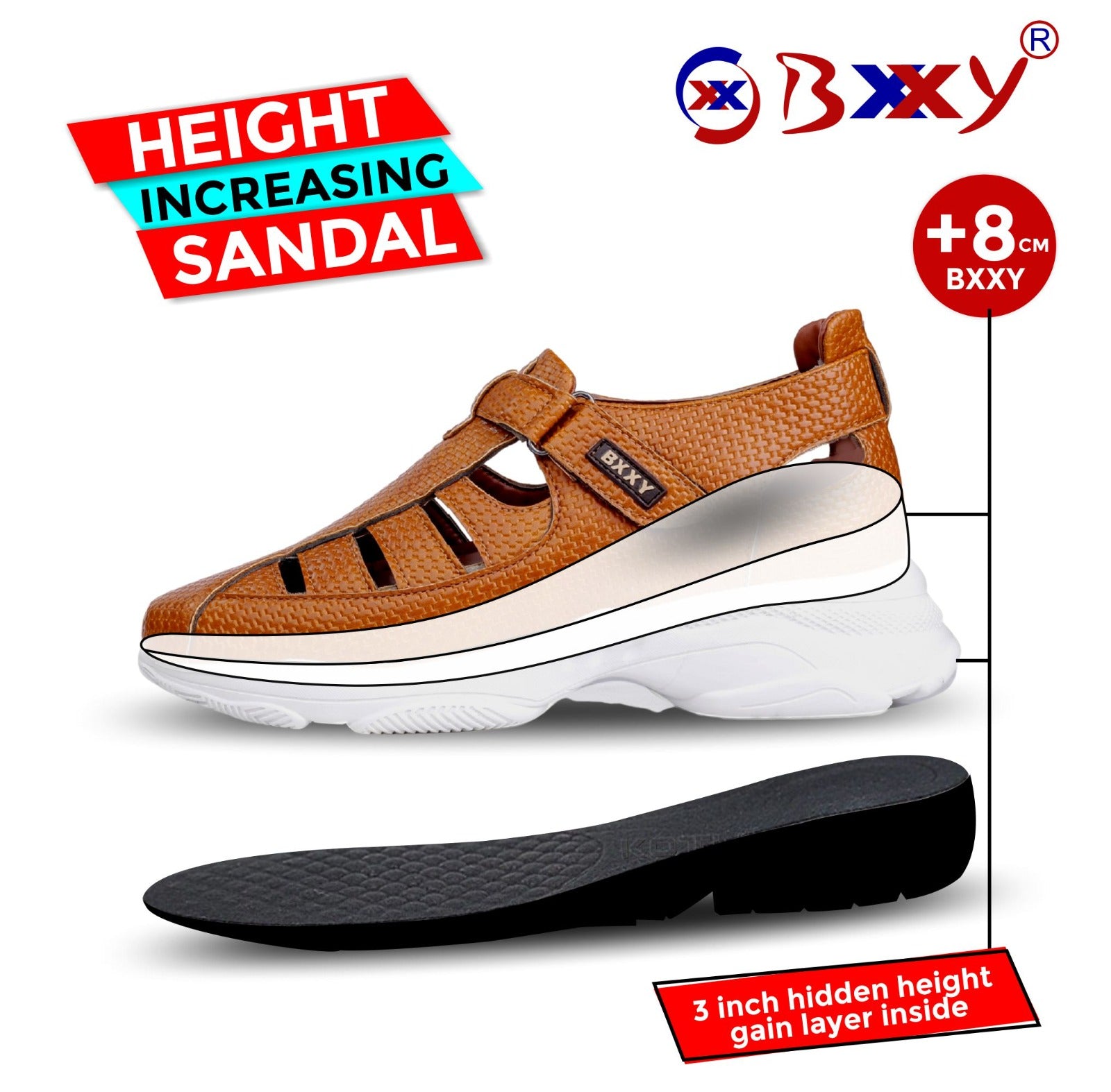 Bxxy's 3 Inch Hidden Height Increasing High-end Fashionable Sandals fo –  BxxyShoes