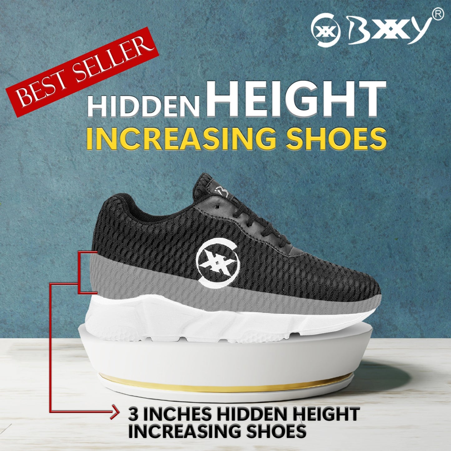 3 Inch Hidden Height Increasing / Elevator Sport Shoes For Men