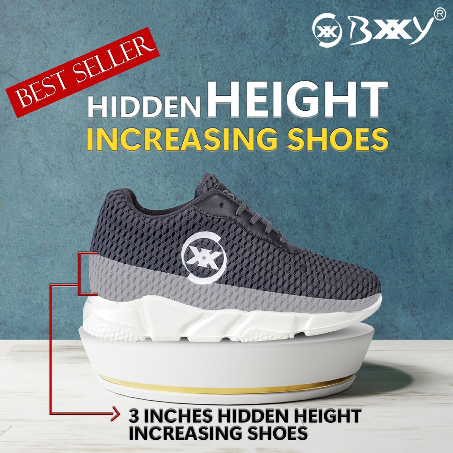 3 Inch Hidden Height Increasing / Elevator Sport Shoes For Men