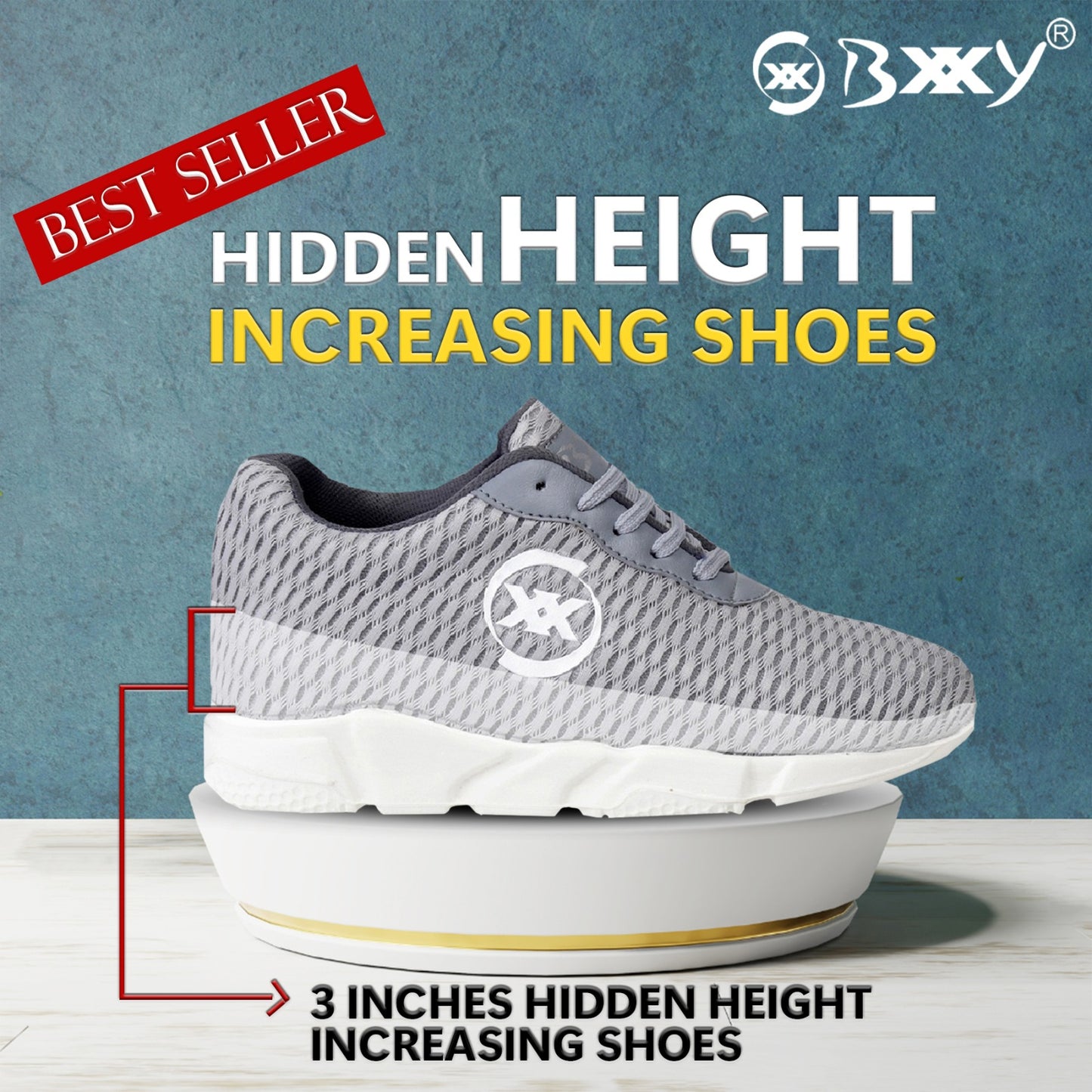 3 Inch Hidden Height Increasing / Elevator Sport Shoes For Men