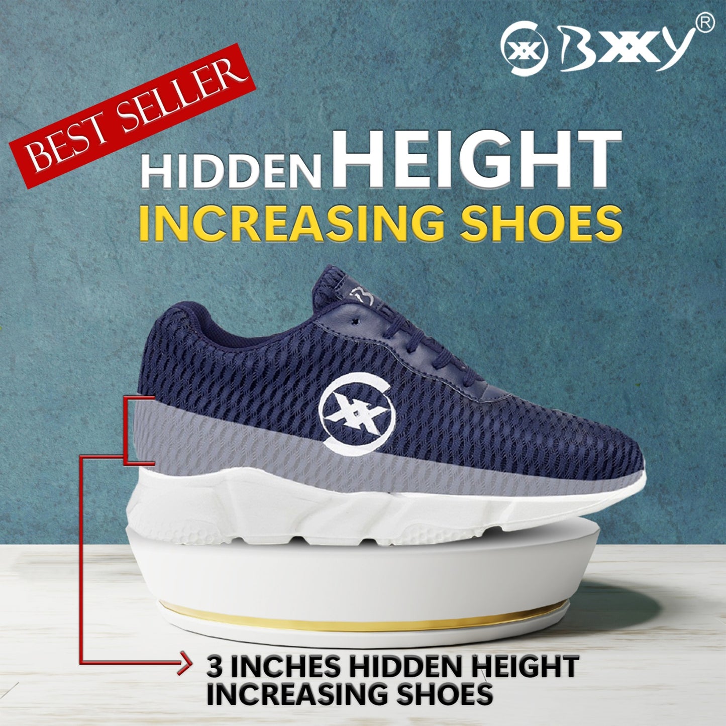 3 Inch Hidden Height Increasing / Elevator Sport Shoes For Men