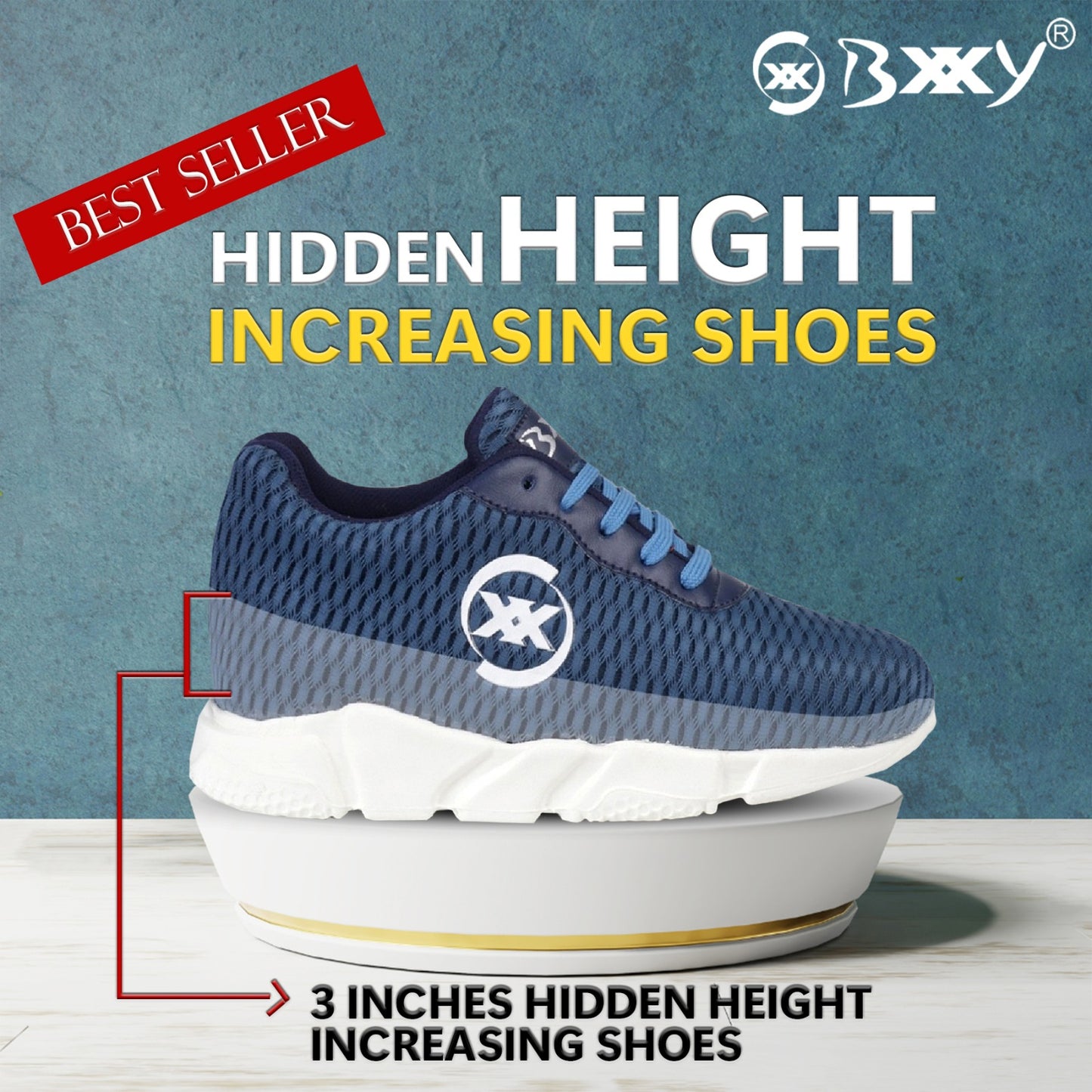 3 Inch Hidden Height Increasing / Elevator Sport Shoes For Men