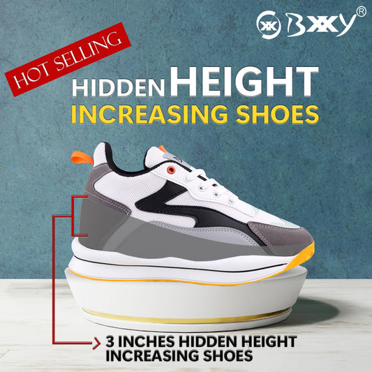 Bxxy Men's Stylish 3 Inch Hidden Height Increasing Casual Sports Lace-Up Shoes.