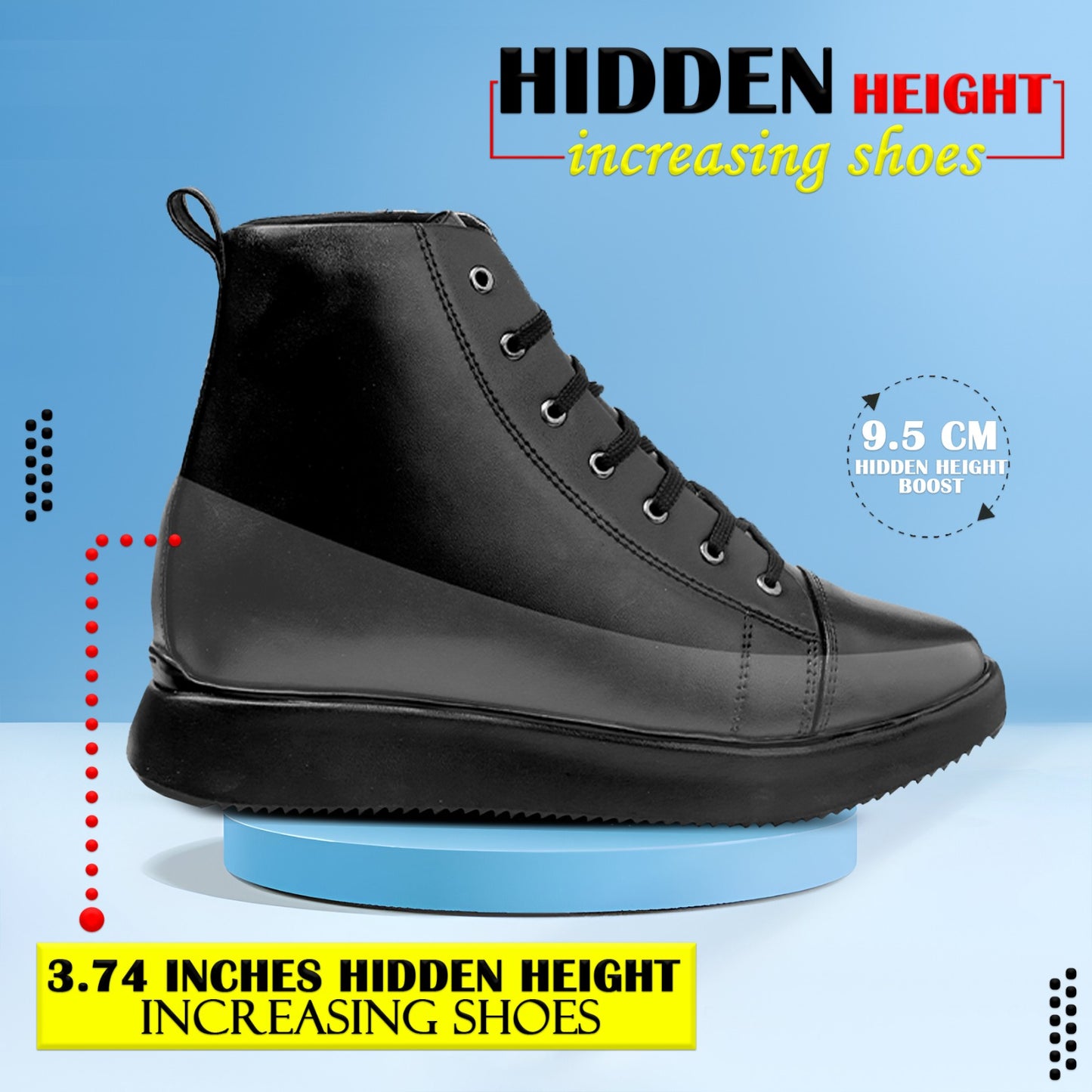 Men's 3.74 Inch (9.5CM) Hidden Height Increasing Boot