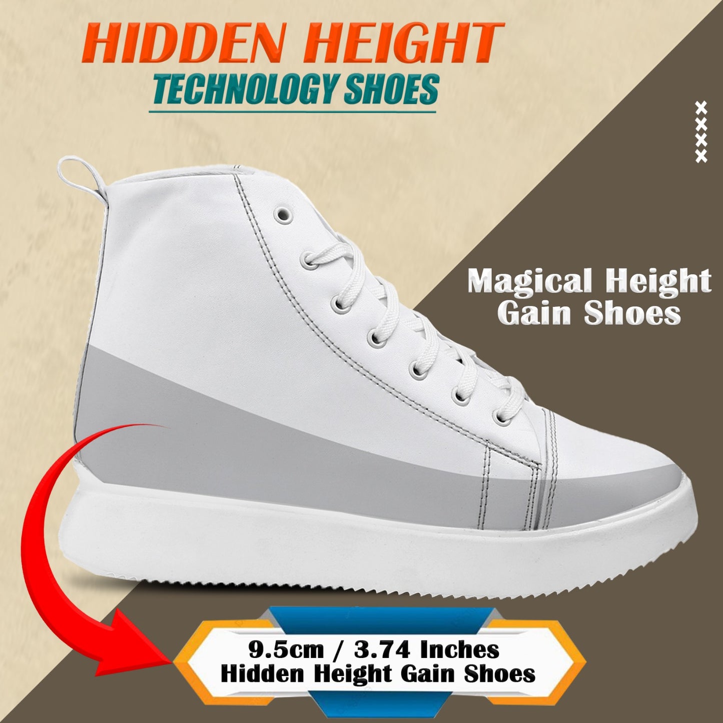 Men's 3.74 Inch (9.5CM) Hidden Height Increasing Boot