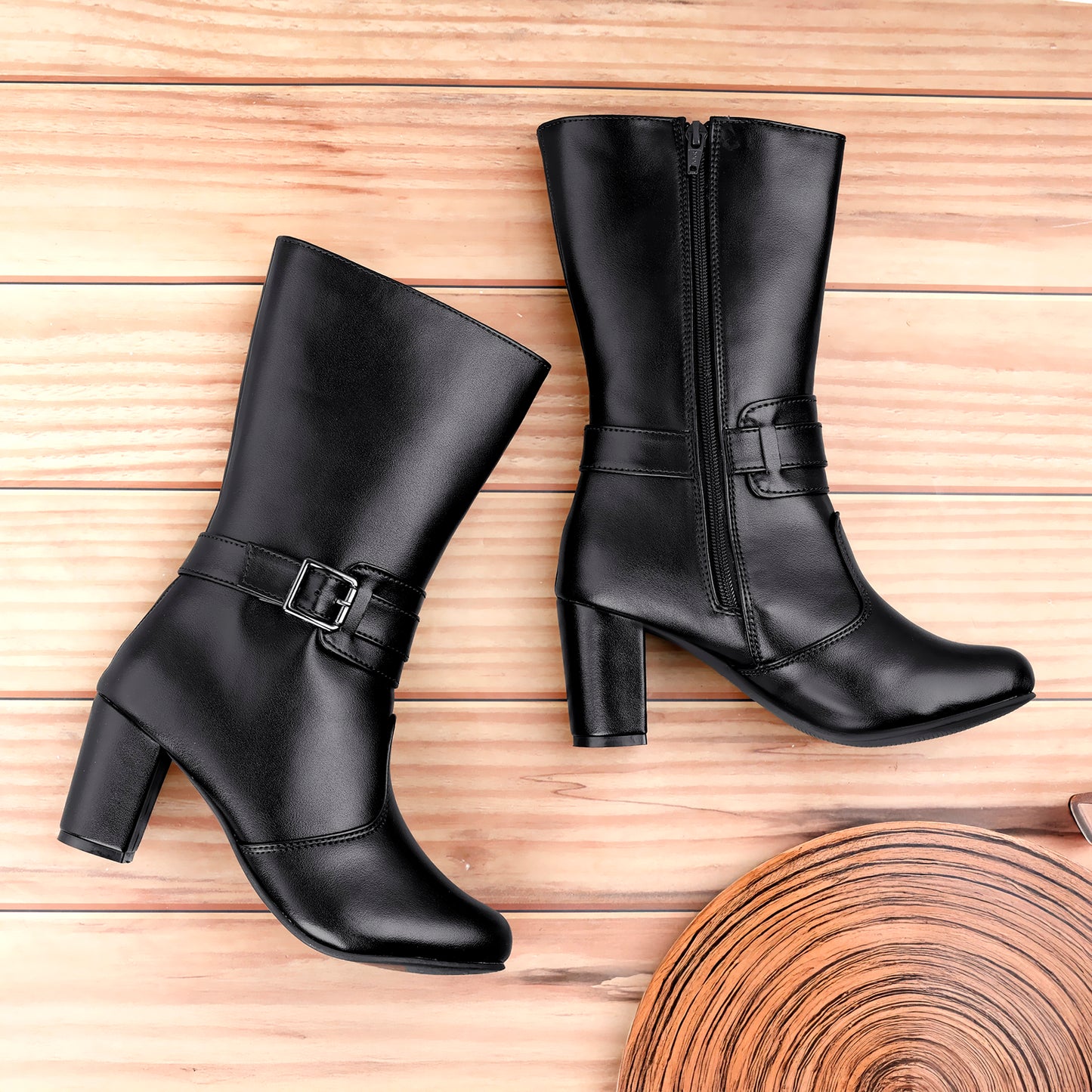 Women Buckle Long Boots