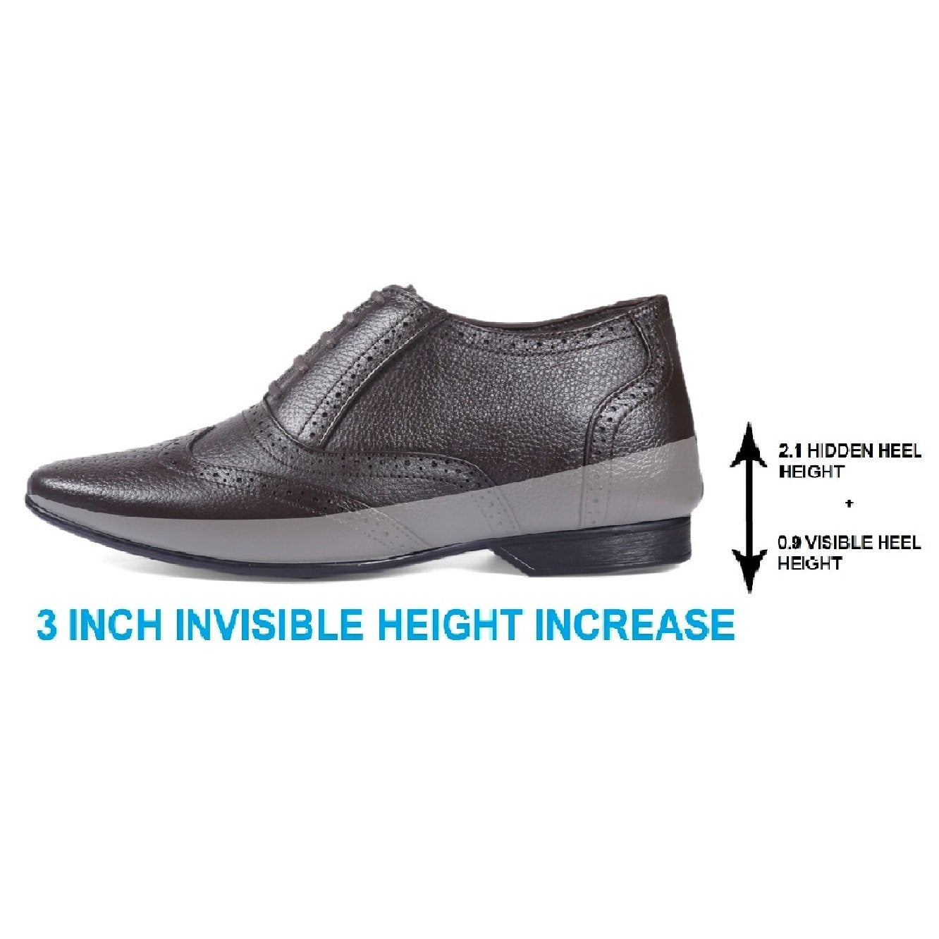 Chamaripa Modern High Heel Men Dress Shoes Formal Business Taller Shoes  Brown 10 CM /3.94 Inches -H52046N072D
